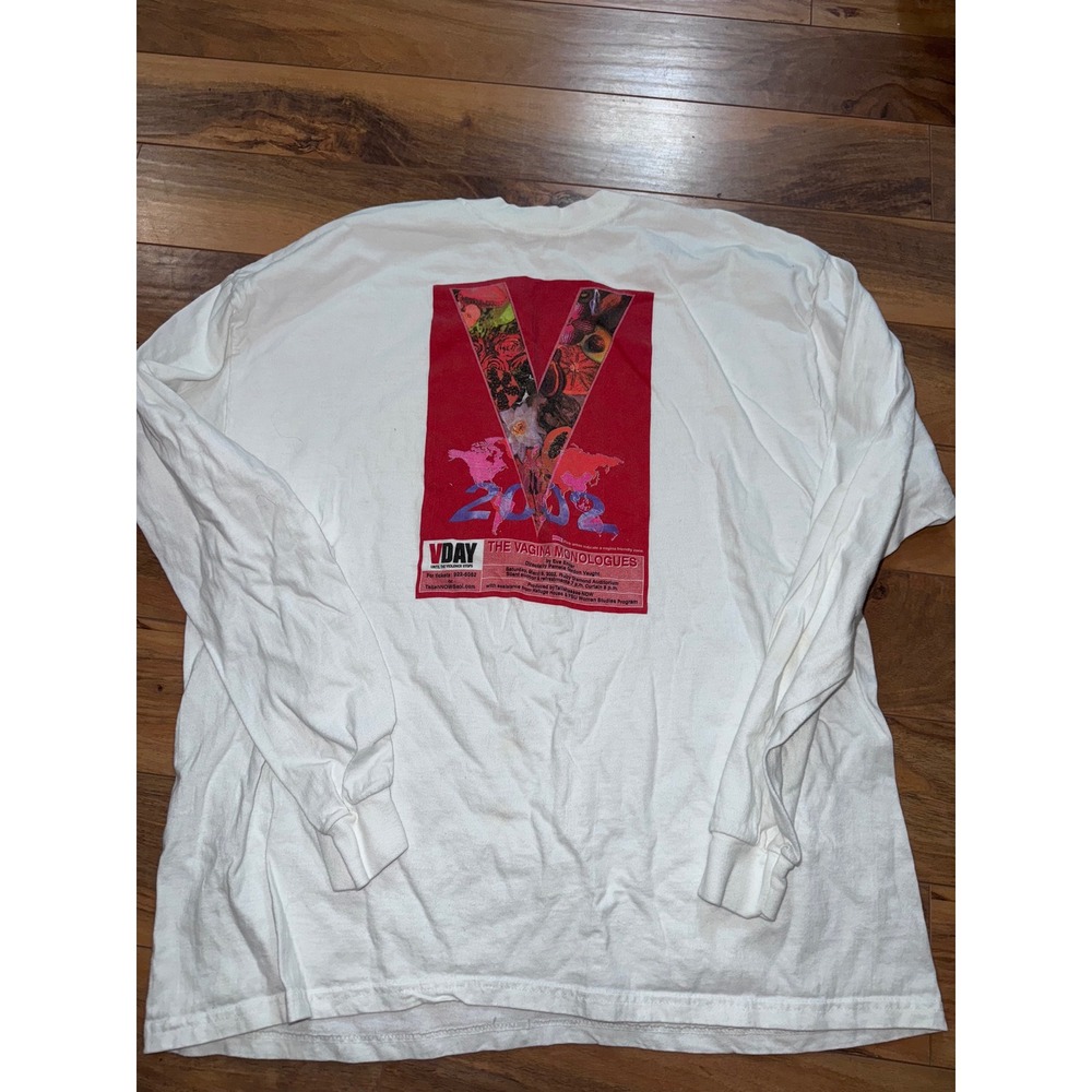 Vintage 2002 V-Day The Vagina Monologues Hanes Beefy-T Long‎ Sleeve Shirt XL